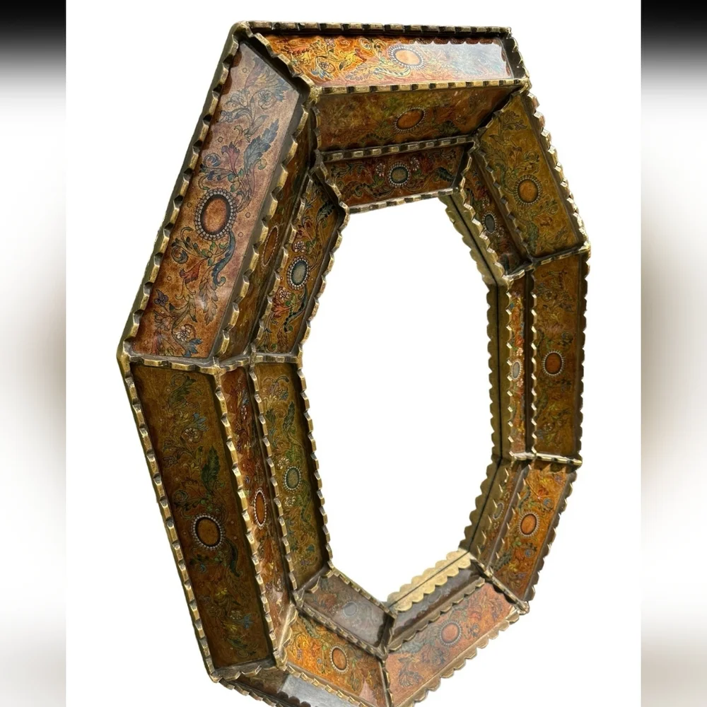 Vintage Venetian Octagonal Reverse Painted Wall Mirror